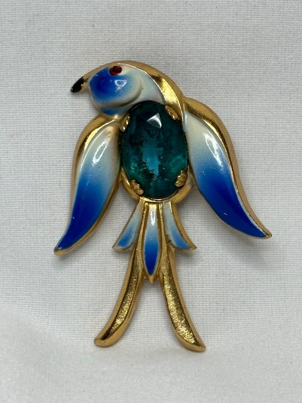 Vintage Coro Pegasus Enamel Bird Jelly Belly Pin #6196